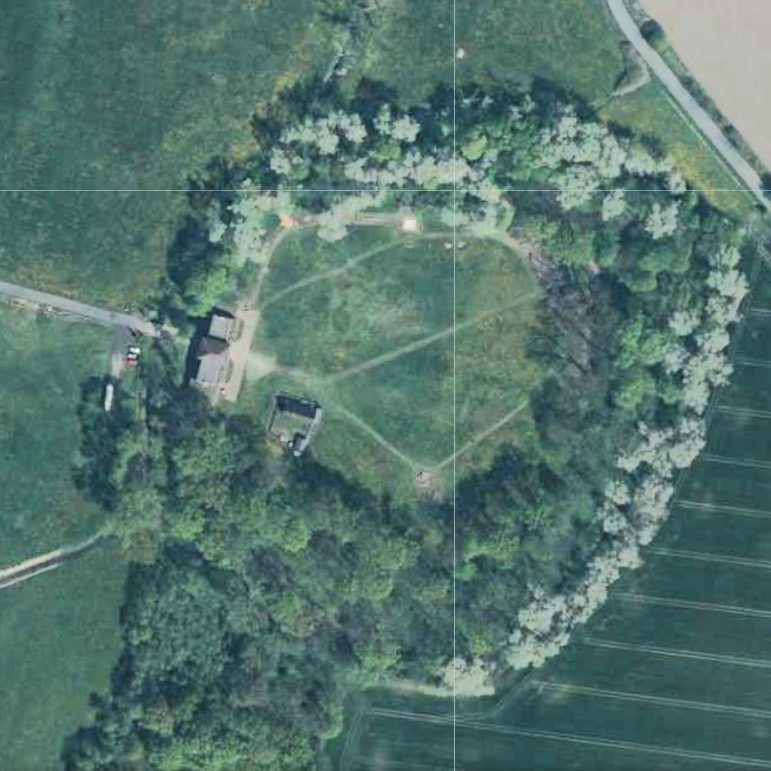 Aerial context for the circular registered stronghold at Grzybowo